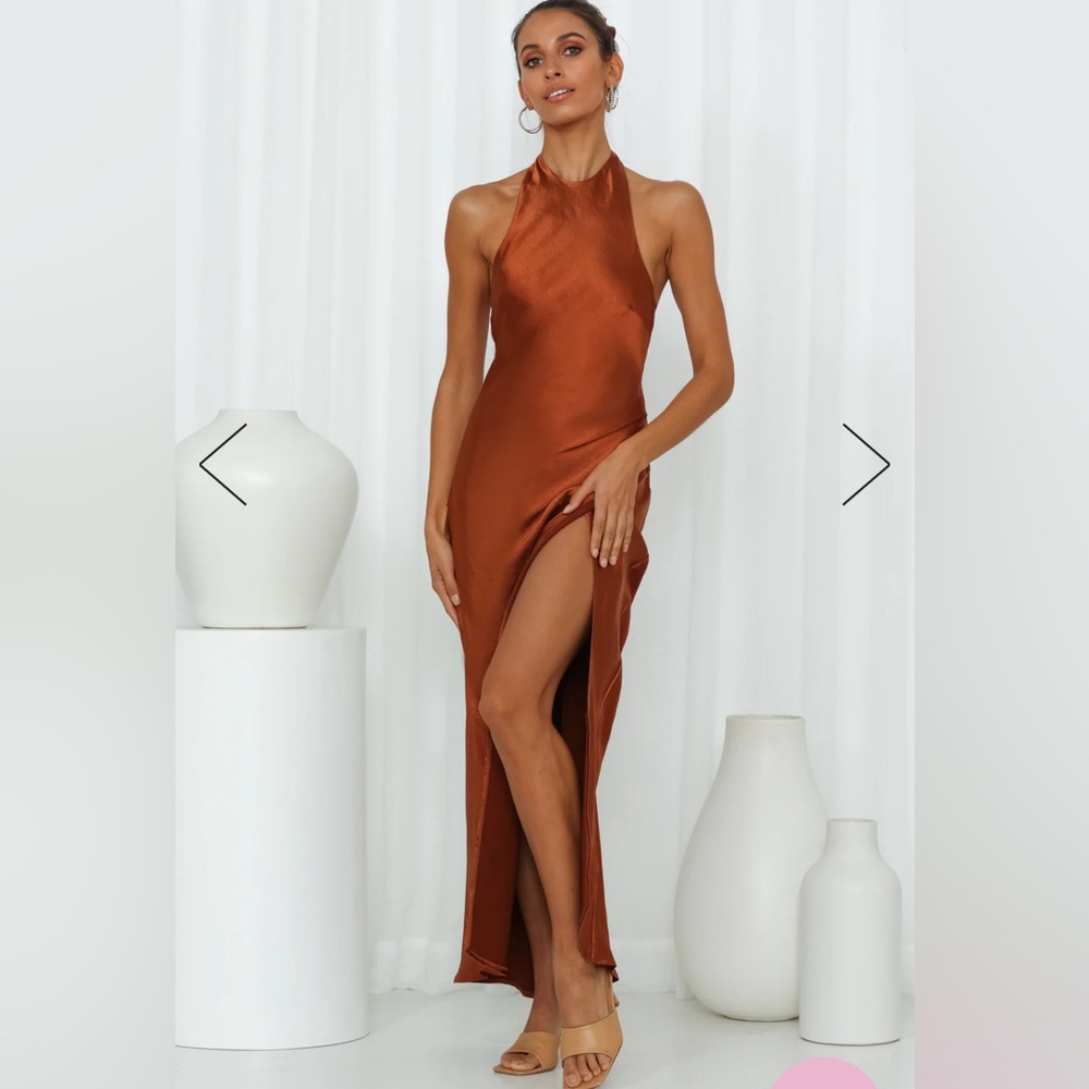 Light Minds Satin Midi Dress Chocolate - NWT